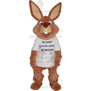 BIGGYMONKEY™ jättiläinen ruskea kanin T-paita maskottiasu -
