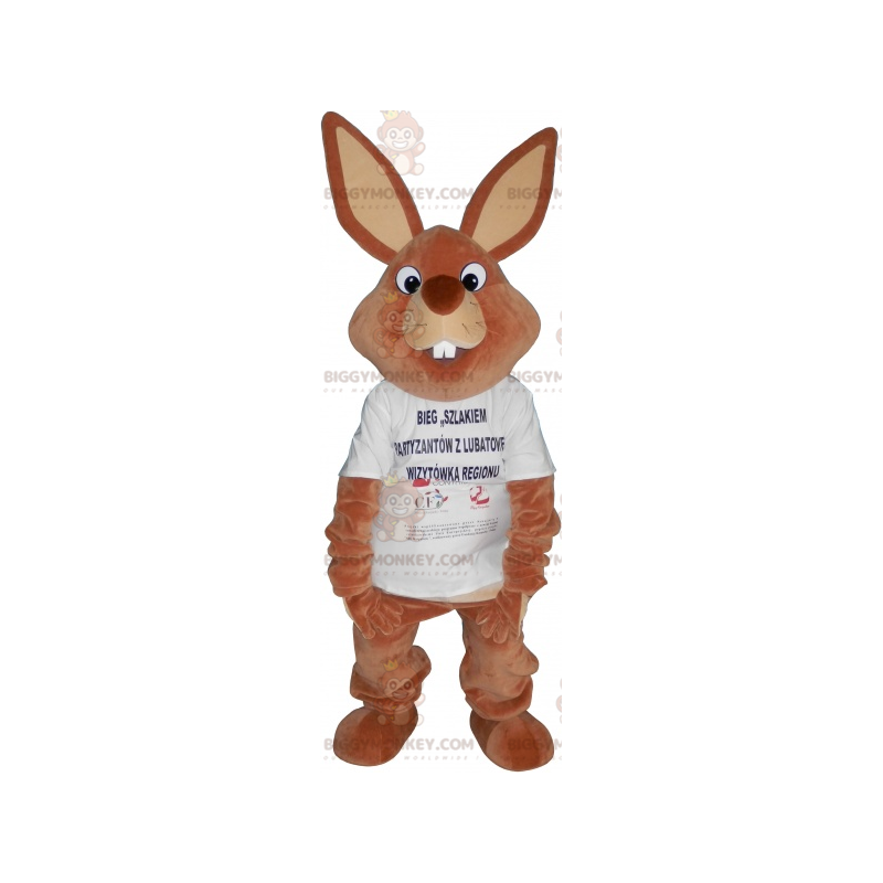 Kostium maskotki BIGGYMONKEY™ Giant Brown Rabbit T-Shirt -