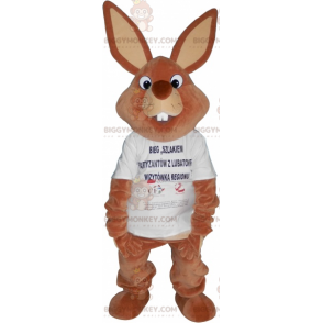 Costume de mascotte BIGGYMONKEY™ de lapin marron géant en