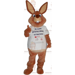 Costume de mascotte BIGGYMONKEY™ de lapin marron géant en