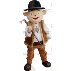 BIGGYMONKEY™ Mascot Costume Mountain Man Outfit med bowlerhatt