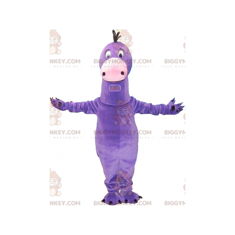 Fantasia de mascote engraçada de dinossauro gigante roxo