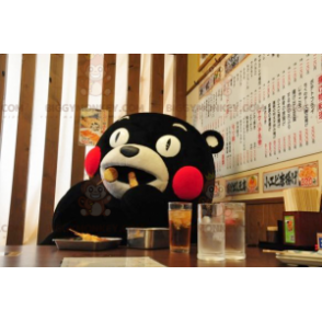 Black and White Bear with Red Cheeks BIGGYMONKEY™ Mascot