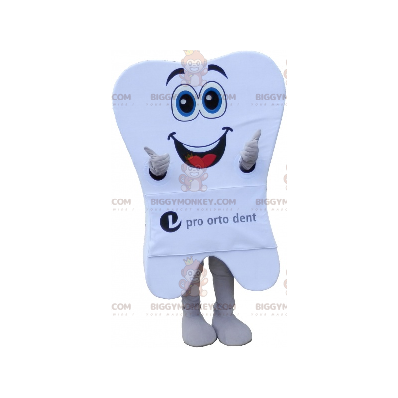 Costume de mascotte BIGGYMONKEY™ de dent blanche géante avec un