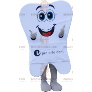 Giant White Tooth BIGGYMONKEY™ maskotdräkt med stort leende -