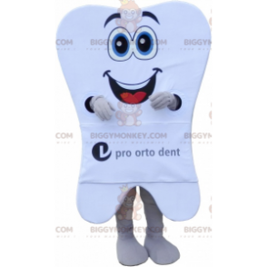 Gigantische witte tand BIGGYMONKEY™ mascottekostuum met grote