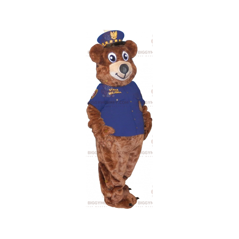 Disfraz de mascota BIGGYMONKEY™ Oso pardo con traje de policía