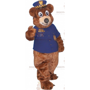 BIGGYMONKEY™ μασκότ στολή καφέ αρκούδα με στολή αστυνομικού -
