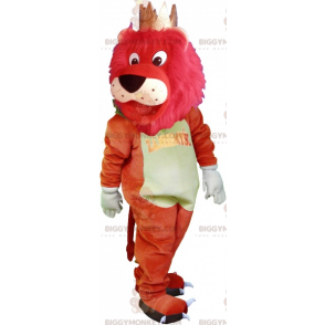 BIGGYMONKEY™ Big Colorful Lion Mascot Costume with Crown -