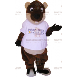 Brun och brun jättebäver BIGGYMONKEY™ maskotdräkt - BiggyMonkey