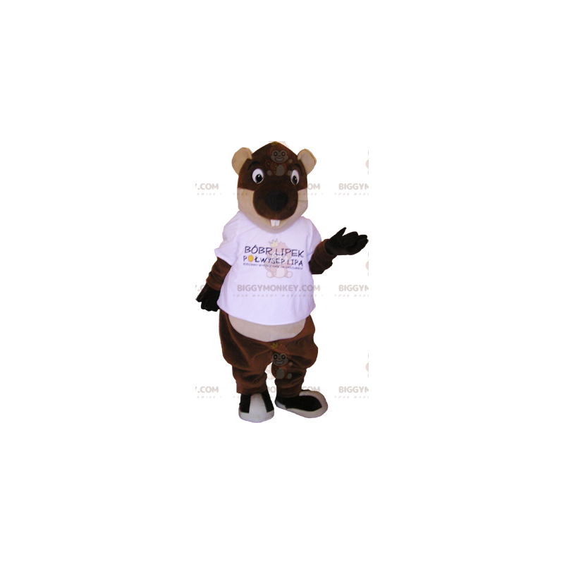 Brun og Tan Giant Beaver BIGGYMONKEY™ maskotkostume -