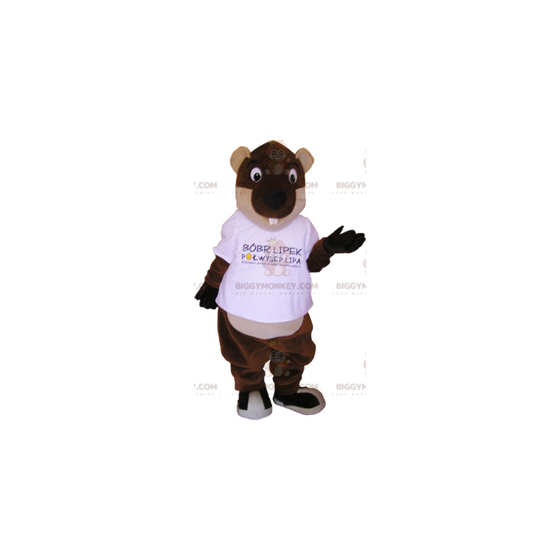 Costume de mascotte BIGGYMONKEY™ de castor géant marron et