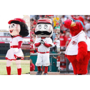 3 BIGGYMONKEY™s maskot: 2 basebollar och ett rött monster -