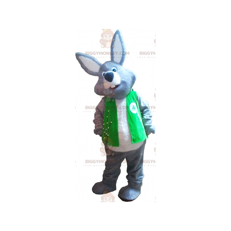 Costume de mascotte BIGGYMONKEY™ de lapin géant gris et blanc