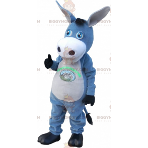 Traje de mascote de burro cinza e branco BIGGYMONKEY™. Traje de