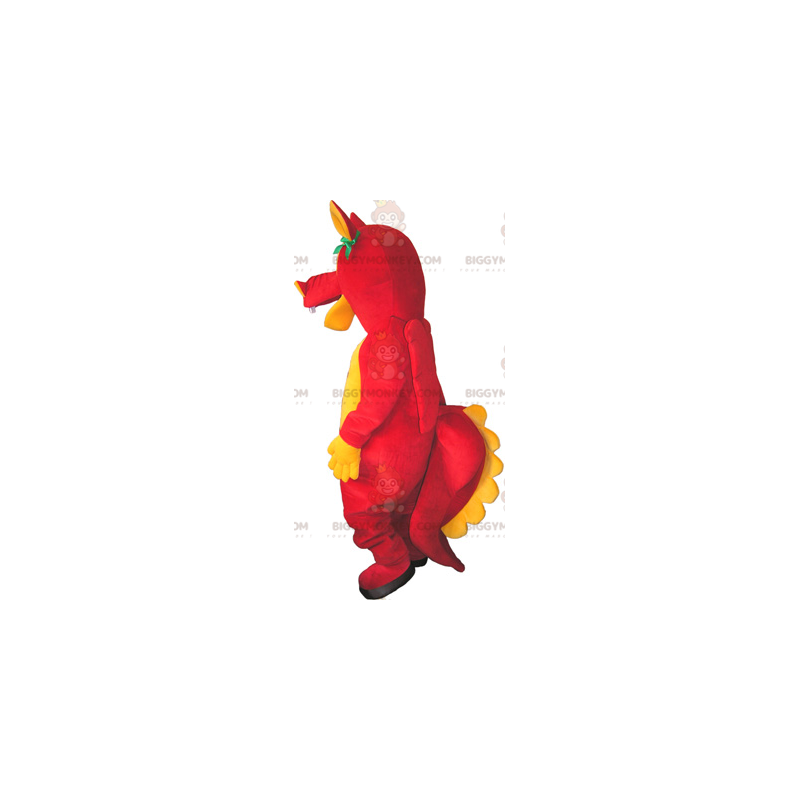 Disfraz de mascota BIGGYMONKEY™ de dinosaurio rojo y amarillo