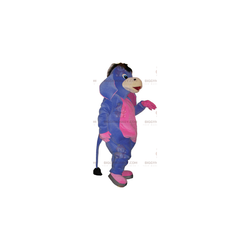 Purple and Pink Donkey BIGGYMONKEY™ Mascot Costume. mule