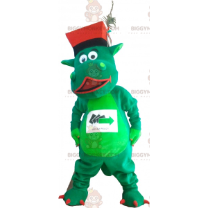 Disfraz de mascota dinosaurio verde BIGGYMONKEY™ con sombrero -