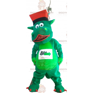 Groene dinosaurus BIGGYMONKEY™ mascottekostuum met hoed -