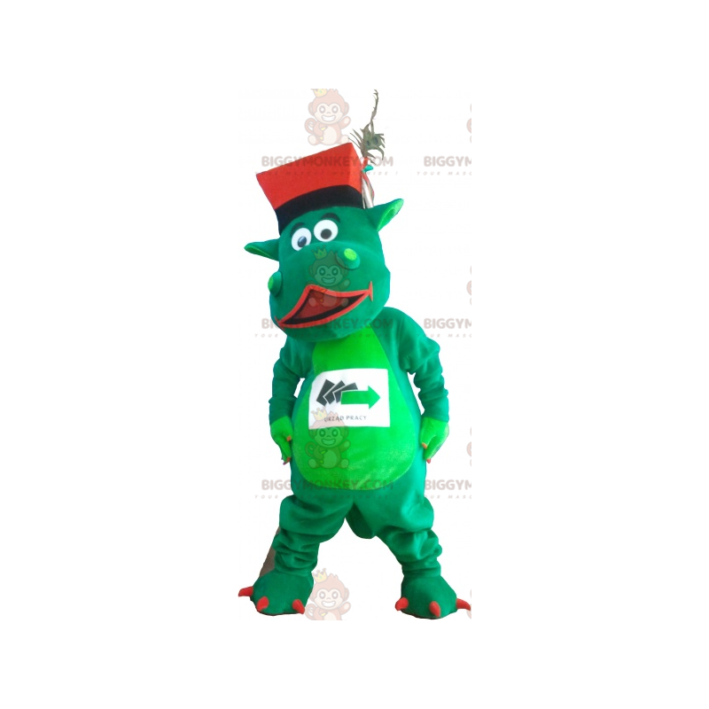 Disfraz de mascota dinosaurio verde BIGGYMONKEY™ con sombrero -
