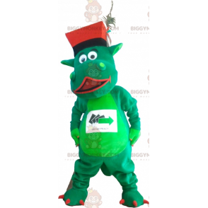 Traje de mascote de dinossauro verde BIGGYMONKEY™ com chapéu –