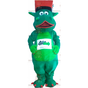 Disfraz de mascota dinosaurio verde BIGGYMONKEY™ con sombrero -