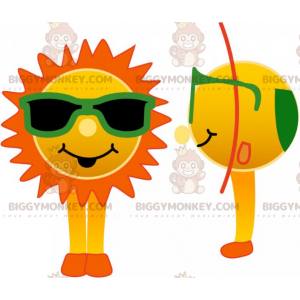 Sun BIGGYMONKEY™ Mascot Costume With Green Glasses -