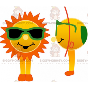 Sun BIGGYMONKEY™-mascottekostuum met groene bril -