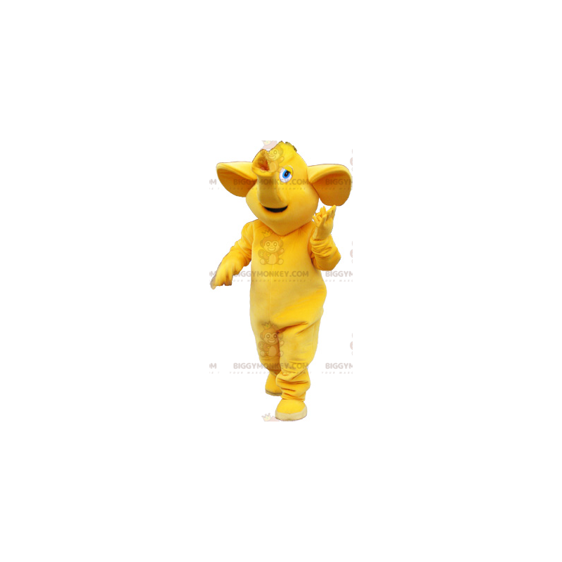 Costume de mascotte BIGGYMONKEY™ de gros éléphant tout jaune -