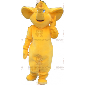 Costume de mascotte BIGGYMONKEY™ de gros éléphant tout jaune -