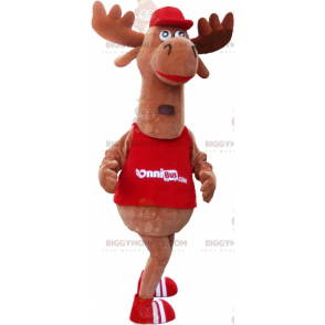 Brown Caribou Moose BIGGYMONKEY™ Mascot Costume. Reindeer