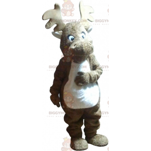 Costume de mascotte BIGGYMONKEY™ d'élan marron et blanc très