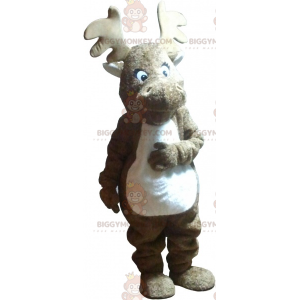 Traje de mascote realista de alce marrom e branco BIGGYMONKEY™