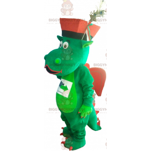 Costume de mascotte BIGGYMONKEY™ de dragon vert et rouge avec