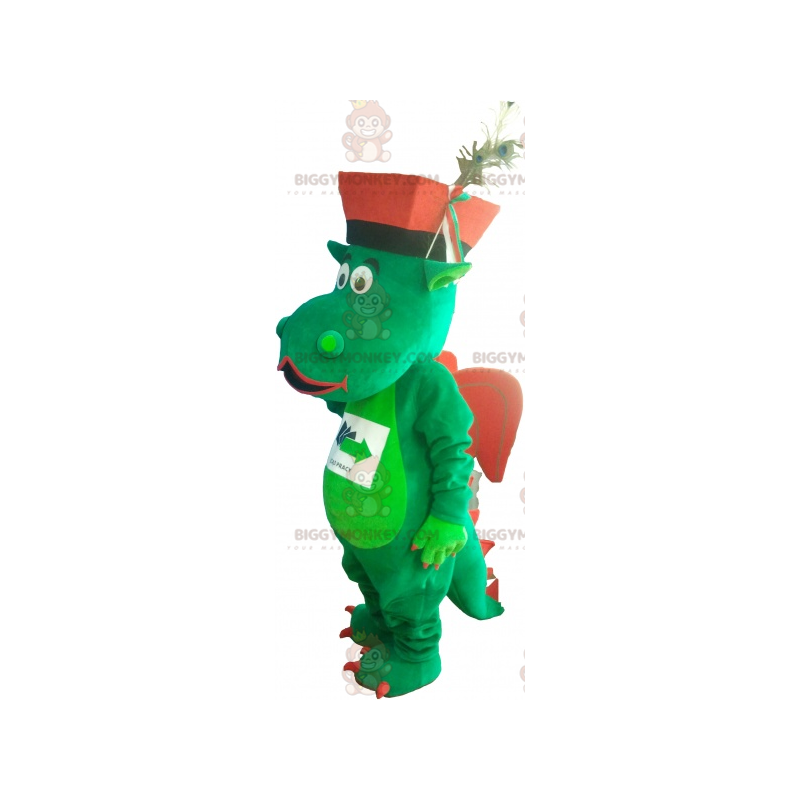 Costume da mascotte drago verde e rosso BIGGYMONKEY™ con