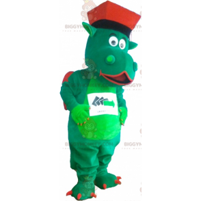 Traje de mascote de dragão verde e vermelho BIGGYMONKEY™ com