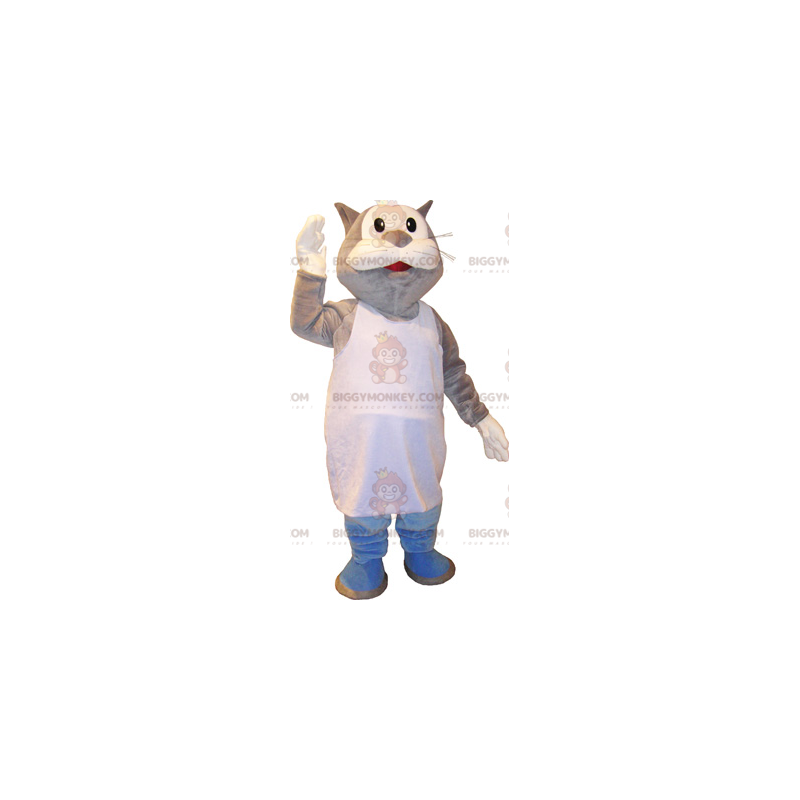 Costume de mascotte BIGGYMONKEY™ de chat gris et blanc géant en