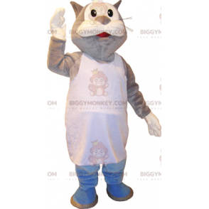 Costume de mascotte BIGGYMONKEY™ de chat gris et blanc géant en