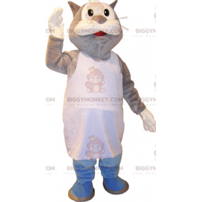 Kostým obřího maskota šedé a bílé kočky BIGGYMONKEY™ v Marcel –