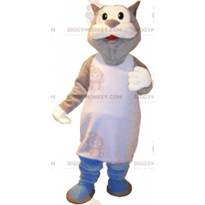 Traje de mascote de gato gigante cinza e branco BIGGYMONKEY™ em