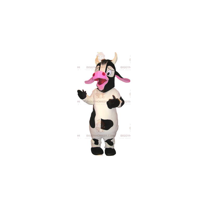 BIGGYMONKEY™ Big White Black & Pink Cow maskotkostume -