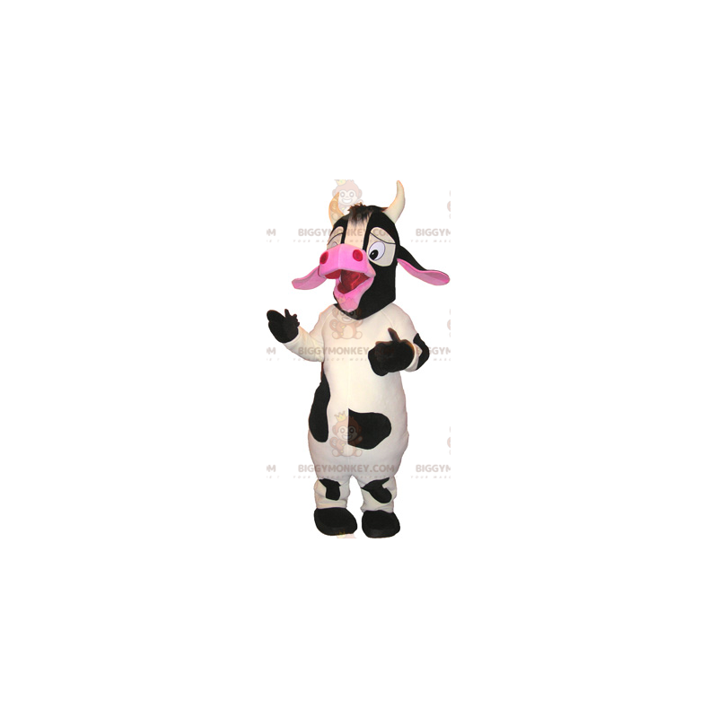 Στολή μασκότ BIGGYMONKEY™ Big White Black & Pink Cow -