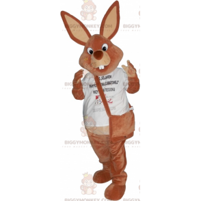 Costume de mascotte BIGGYMONKEY™ de lapin marron avec une