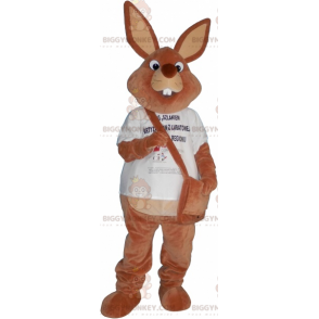 Costume mascotte coniglio marrone BIGGYMONKEY™ con cartella -