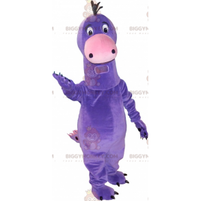 Velmi roztomilý kostým maskota velkého fialového dinosaura