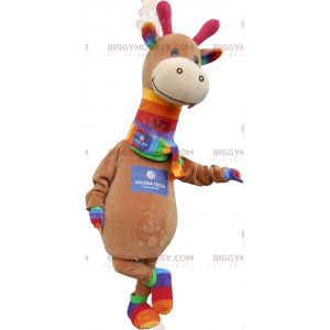 Very Cute Brown And Colorful Dinosaur BIGGYMONKEY™ Mascot