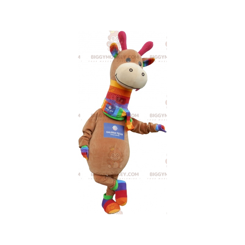 Costume de mascotte BIGGYMONKEY™ de dinosaure marron et coloré