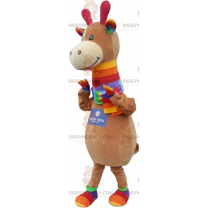 Disfraz de mascota BIGGYMONKEY™ de dinosaurio marrón y colorido