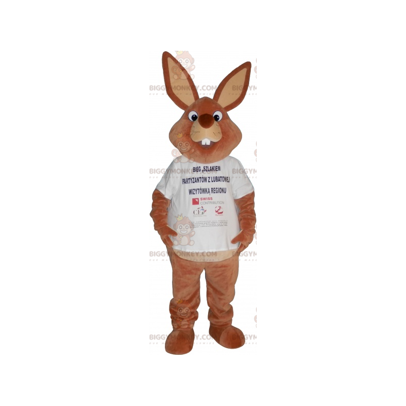 Costume de mascotte BIGGYMONKEY™ de gros lapin marron en