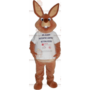 Costume de mascotte BIGGYMONKEY™ de gros lapin marron en